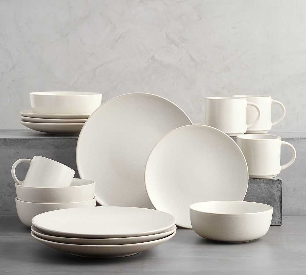 Mason Stoneware Dinnerware Sets - 16 piece Matte Ivory