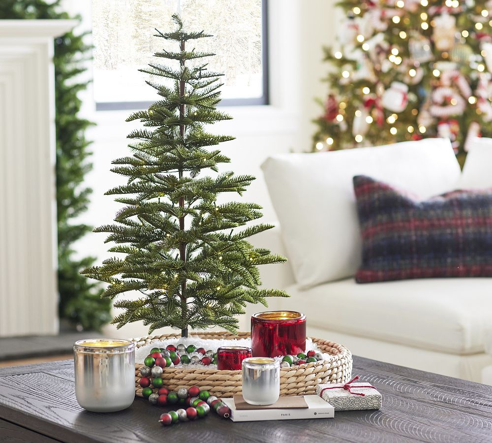 Lit Faux Pine Trees
