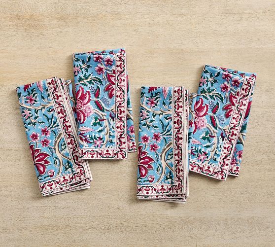 Shannon Block Print Cotton Napkins - Set of 4