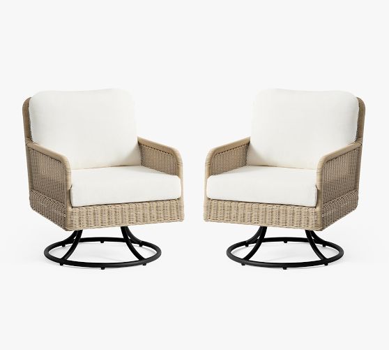 Tulum Wicker Swivel Outdoor Lounge Chair, Set of 2