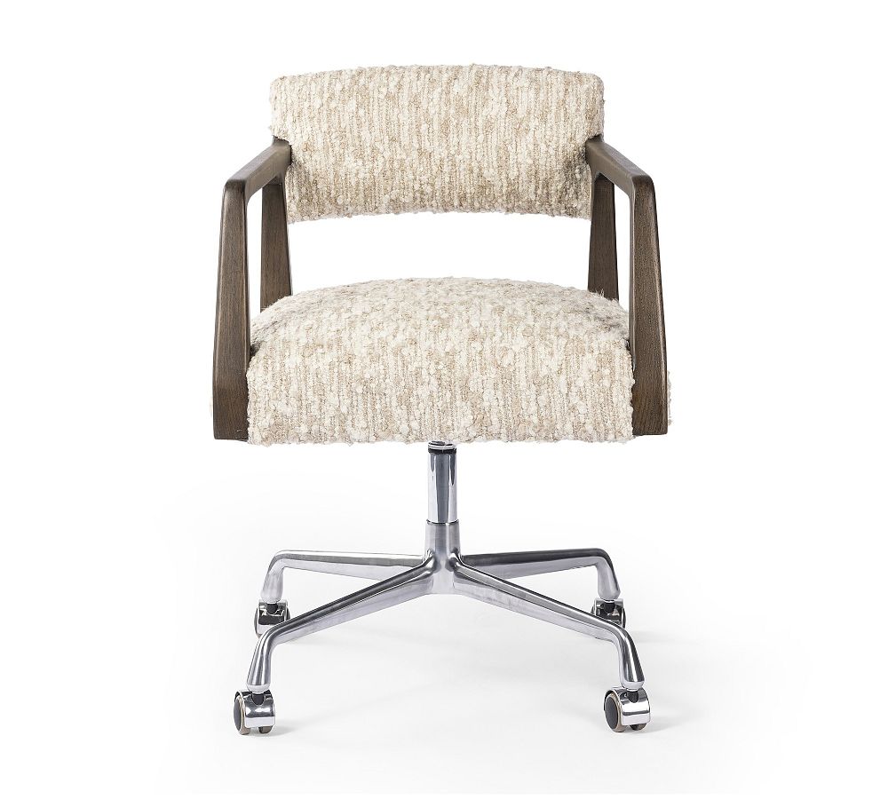 Jasper Upholstered Swivel Desk Chair | Pottery Barn