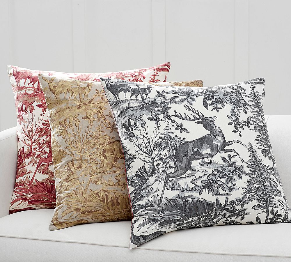 Alpine Toile &amp; Plaid Reversible Pillow Cover