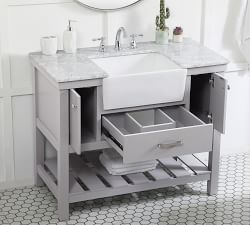 Adalina 42-60&quot; Marble Top Single Sink Vanity