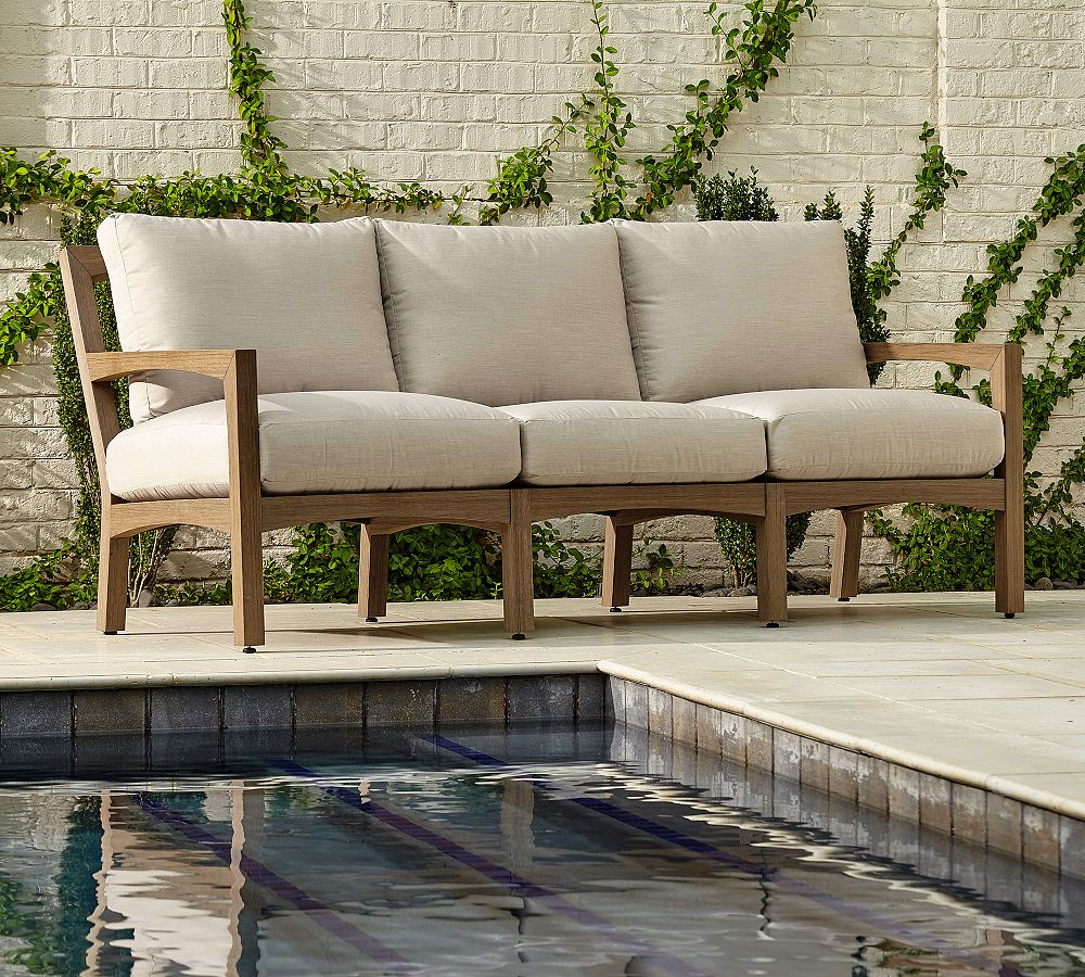 Tropez Faux Teak 79&quot; Sofa, Dune