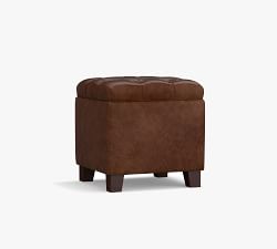 Lorraine Tufted Leather Storage Cube
