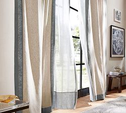 Open Box: Emery Border Linen Curtain