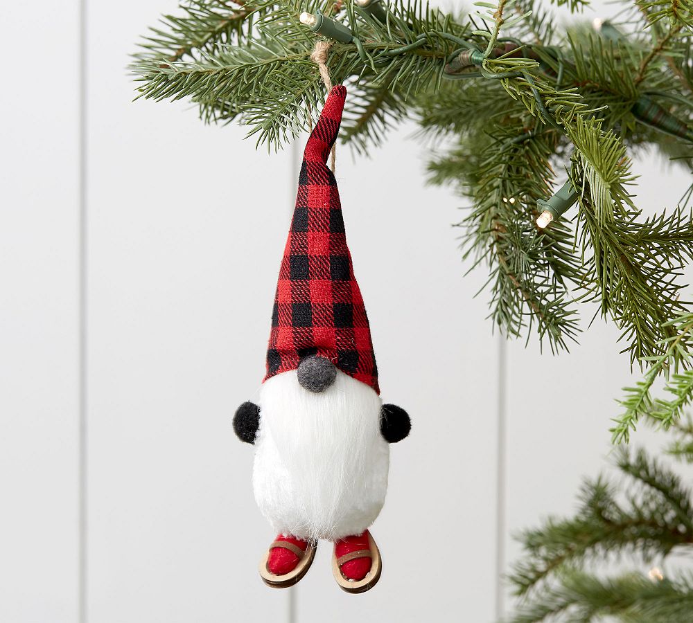 Gnome in Buffalo Plaid Hat Ornament