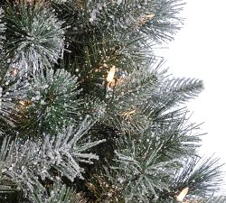 Lit Flocked Glitter Faux Christmas Tree - 7 Ft.
