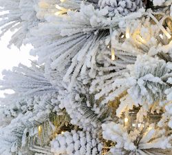Pre-Lit LED Flocked Crystal White Pine Artificial Christmas Tree - 5ft