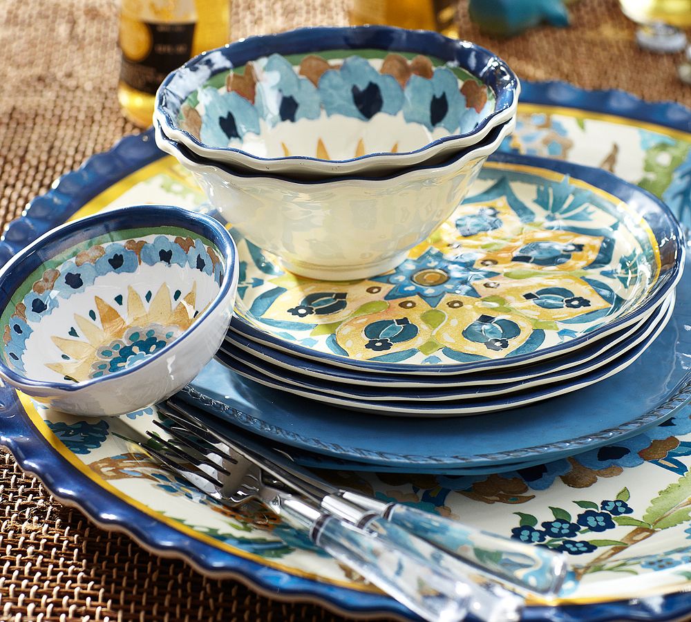 Cabo Melamine Dinnerware, Set of 4 - Blue