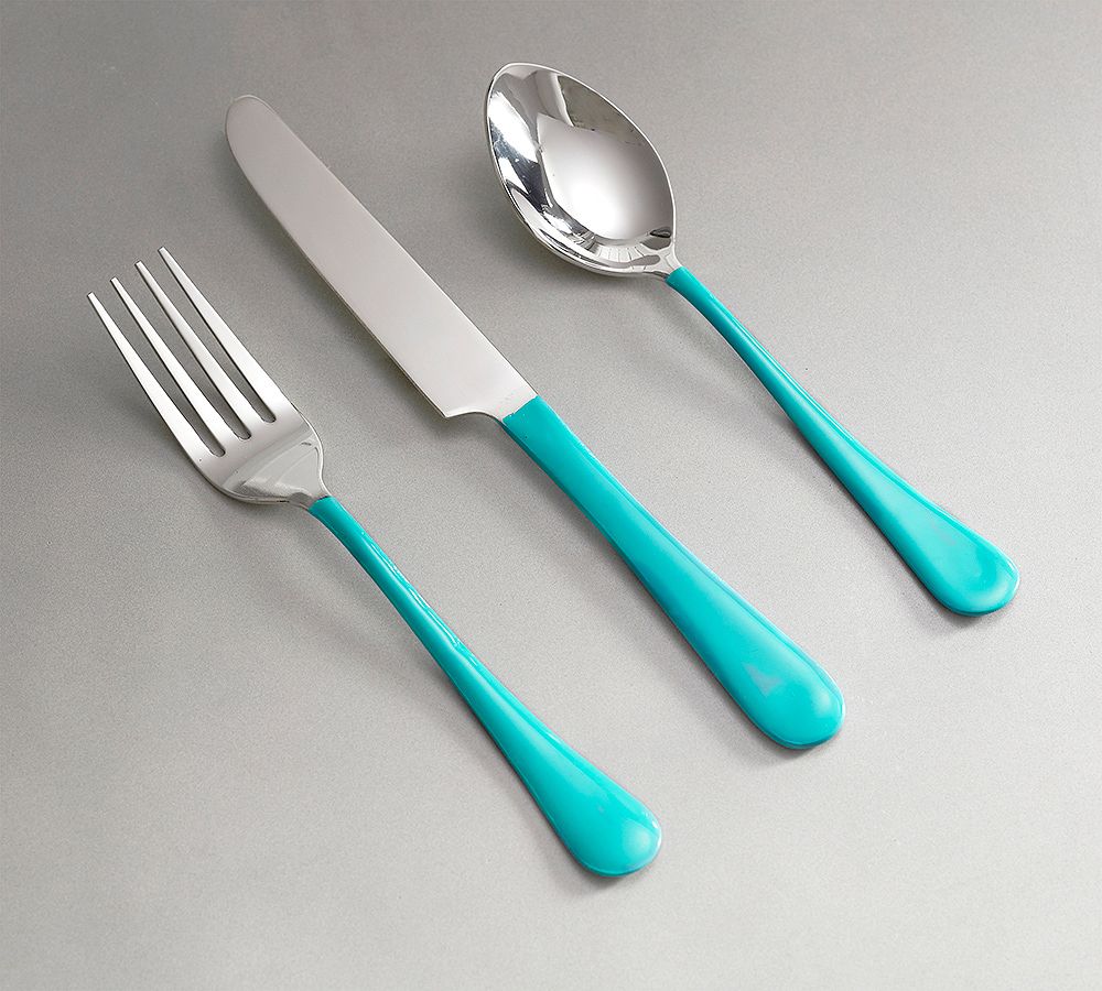Enamel 12-Piece Flatware Set - Turquoise