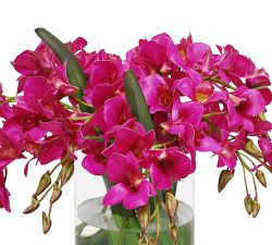 Faux Dendrobium in Cylinder Vase