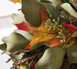 Live Autumn Leaves Wreath