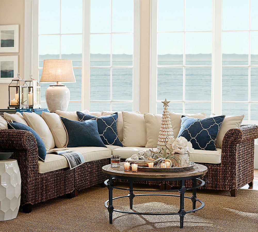 Seagrass Roll Arm 5-Piece Sectional