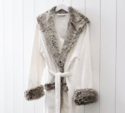 Faux Fur Hooded Bath Robe