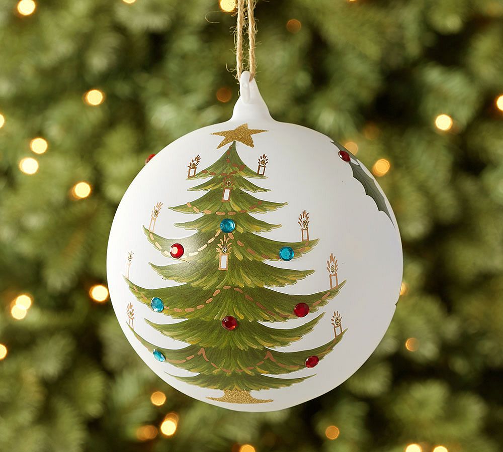 Hand-Painted Tree Glass Globe Ornament