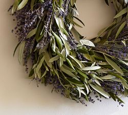 Fresh Olive Leaf &amp; Dried Lavender Wreath