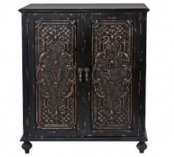Hoell Carved Wood Storage Cabinet