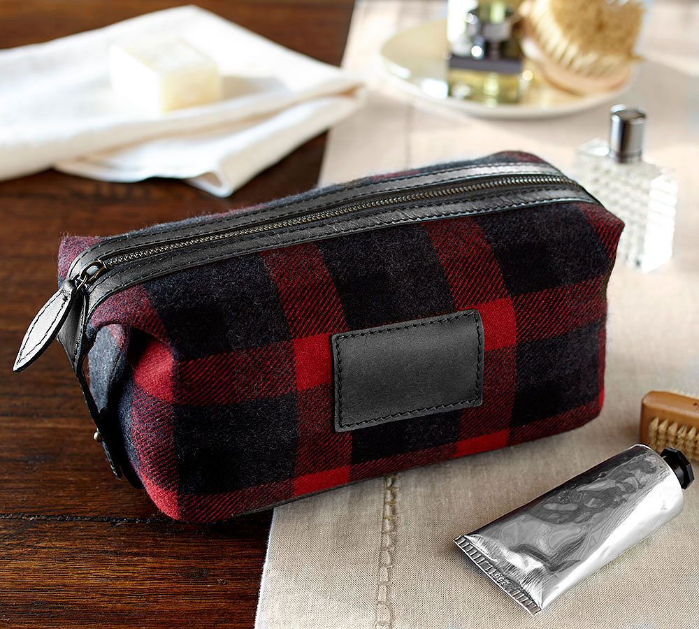 Saddle Toiletry Case, Buffalo Check