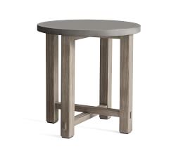 Abbott Concrete &amp; Acacia Round Outdoor Side Table (20&quot;)