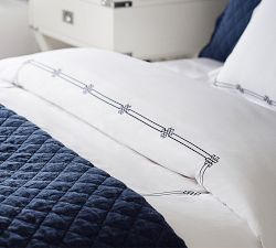 Emilia Embroidered Organic Percale Duvet Cover