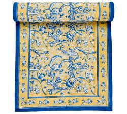 La Mer Block Print Cotton Table Runner
