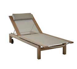 Tropez Faux Teak Single Chaise Lounge, Dune