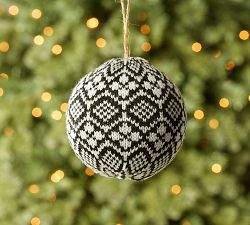 Black Fair Isle Ball Ornament