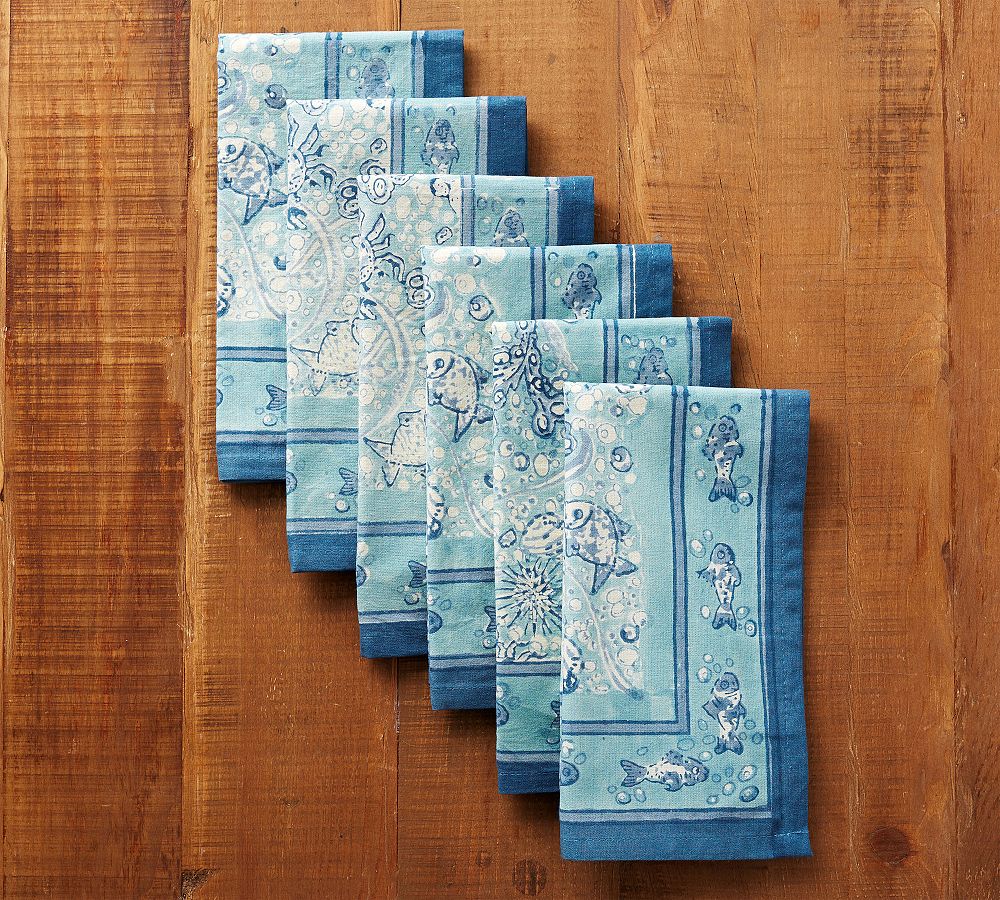 La Mer Block Print Napkins - Set of 6