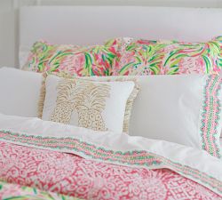 Lilly Pulitzer It's Impawsible Geo Border Print Percale Sheet Set