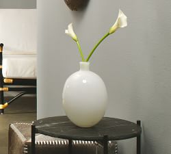 Vivienne White Glass Vases - Set of 2