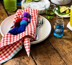 Caravan Gingham Linen Napkins - Set of 4