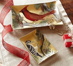 Holiday Bird Decoupage Trays