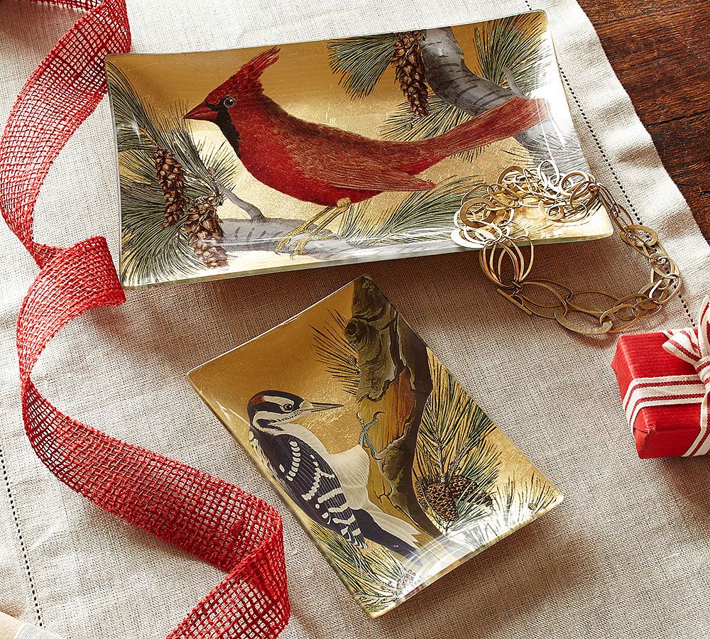 Holiday Bird Decoupage Trays