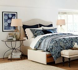 Upholstered Platform Bed with Footboard or Side Storage