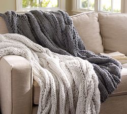 Chunky Cable Handknit Throw