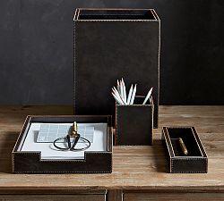 Gia Leather Desk Accessories Collection - Black