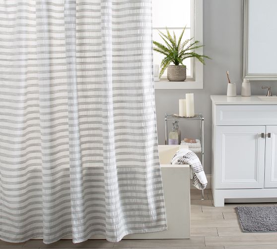 Lianne Shower Curtain Gray White Pottery Barn