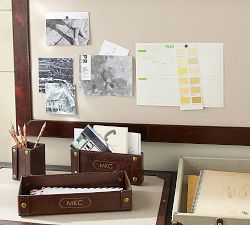 Saddle Leather Tall Stationary Box