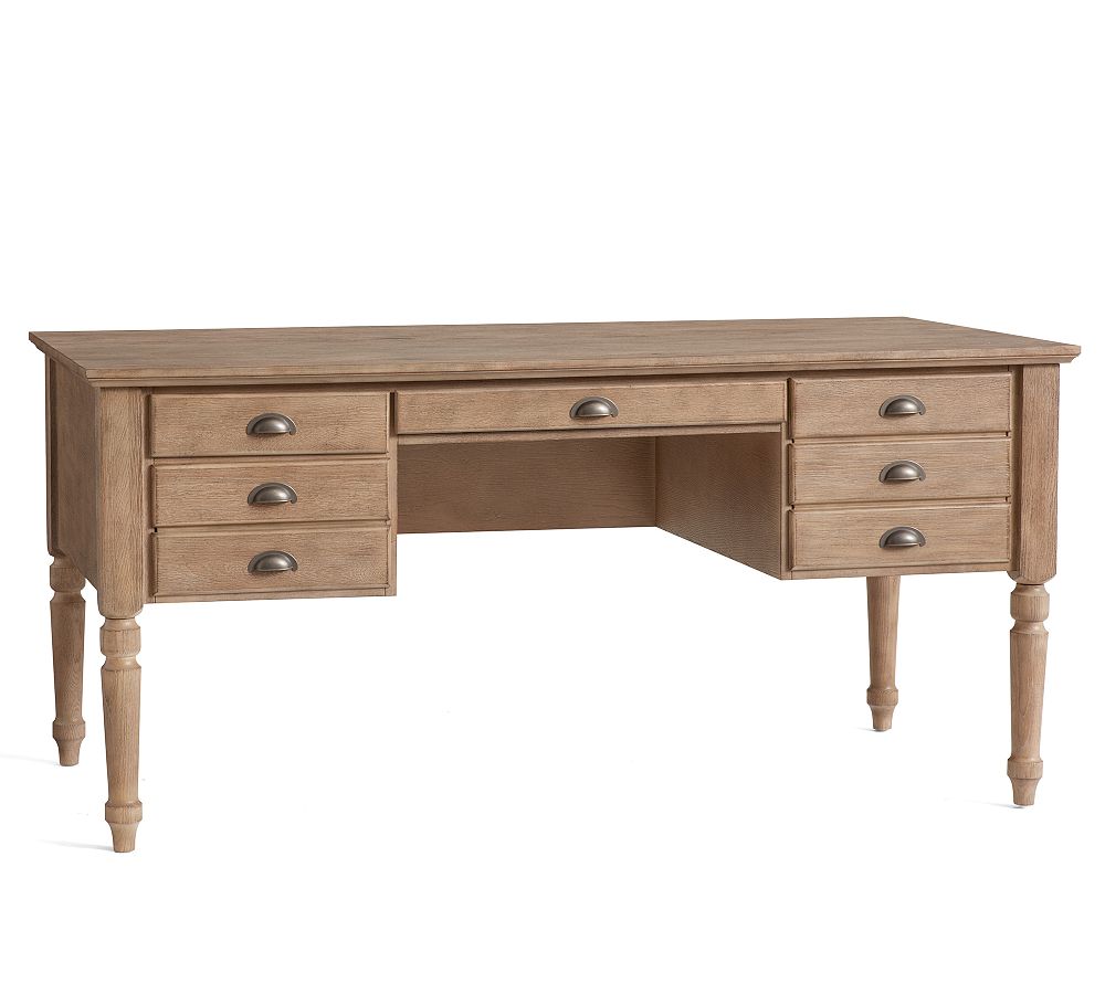 Open Box: Printer's 64&quot; Keyhole Desk with Drawers, Seadrift