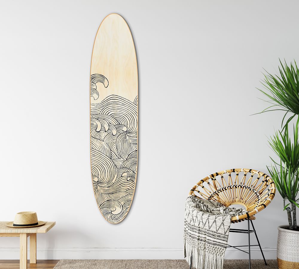 Wave Design Surfboard Wall Art