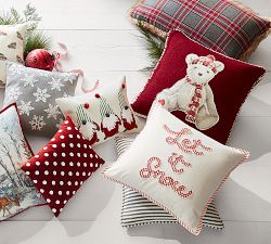 Let it Snow Hand Embroidered Applique Pillow Cover