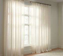 Open Box: Emery Linen Pinstripe Sheer Curtain