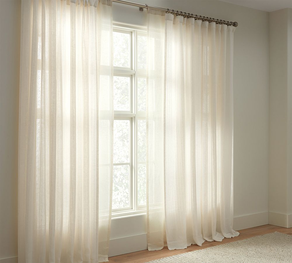 Open Box: Emery Linen Pinstripe Sheer Curtain