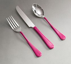 Pink Enamel 12-Piece Flatware Set
