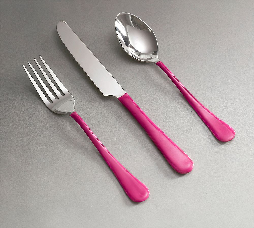 Pink Enamel 12-Piece Flatware Set