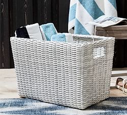 Torrey All-Weather Wicker Rectangle Basket - White Wash