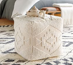 Simona Handwoven Embroidered Pouf