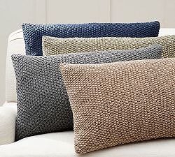 Linen Seed Stitch Lumbar Pillow Cover