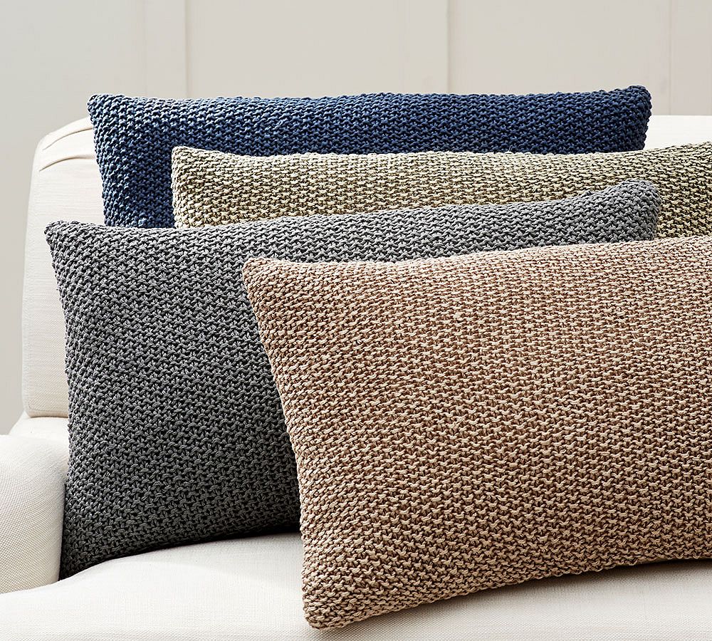 Linen Seed Stitch Lumbar Pillow Cover